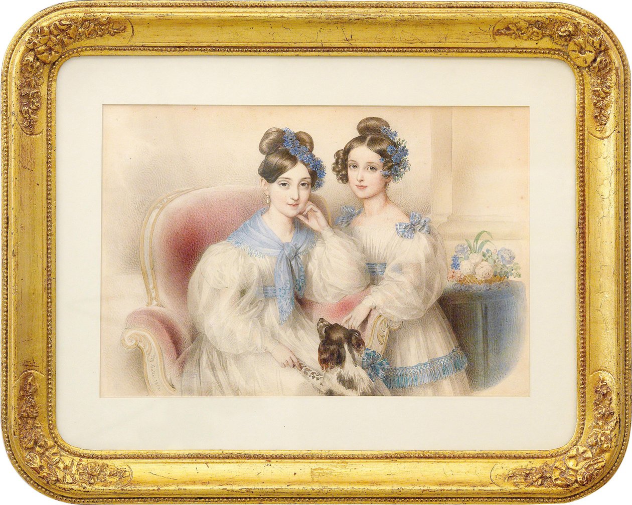 Mária Terézia főhercegnő 1816-1867 és Mária Karoline 1825-1915, 1832 kettős portréja. alkotó: Johann Nepomuk Ender