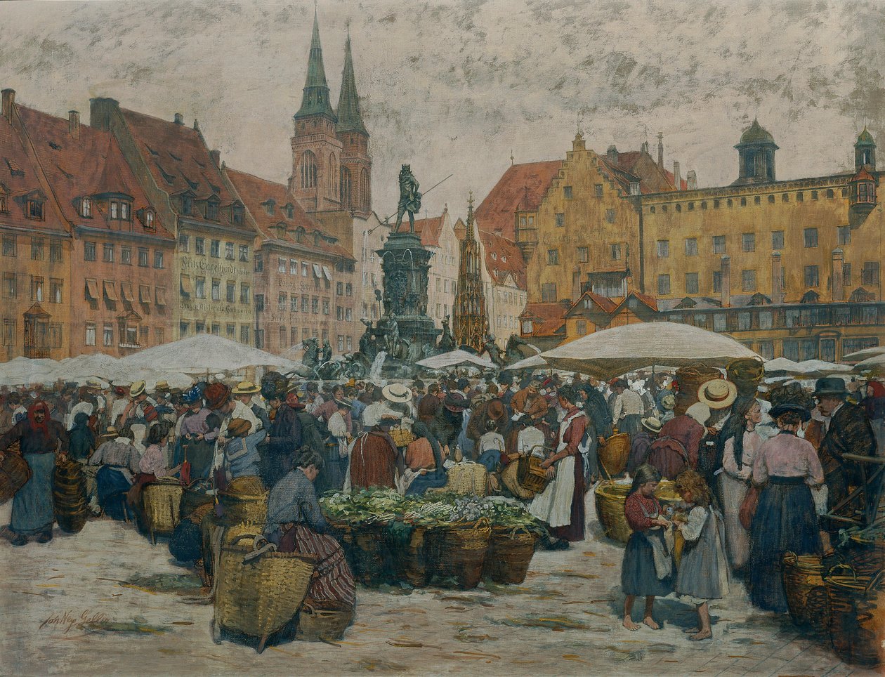 Piac Nürnbergben alkotó: Johann Nepomuk Geller