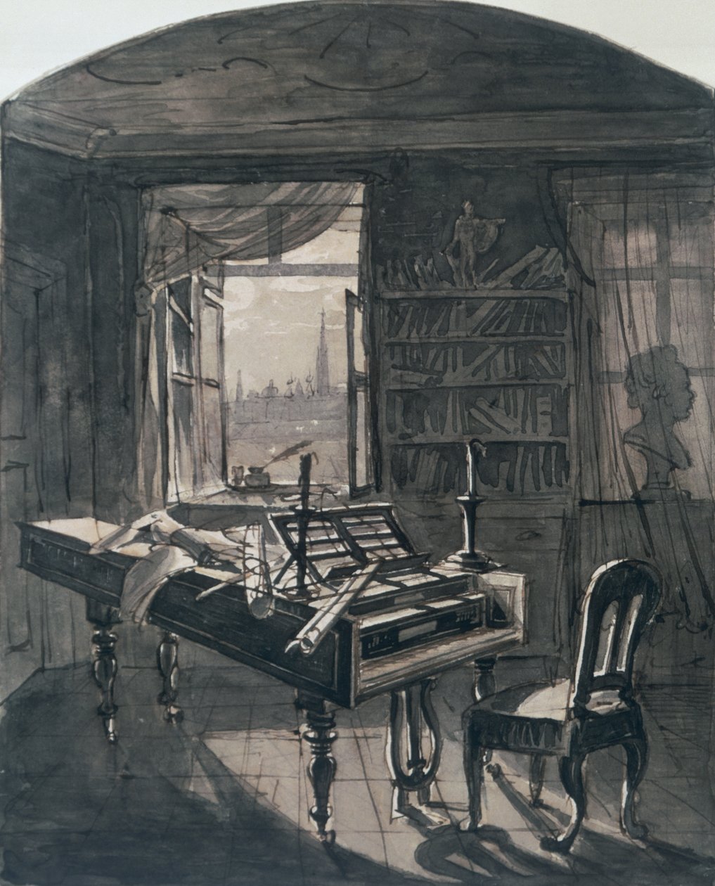 Beethovens szoba halálakor, 1827 alkotó: Johann Nepomuk Hoechle