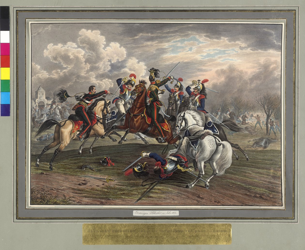 Frederic Dittmayer megmentése 1814. február 17-én Villeneuve-ben Trach báró Trach ezredes őrmester a francia kurirasszisták fogságából. alkotó: Johann Nepomuk Hoechle