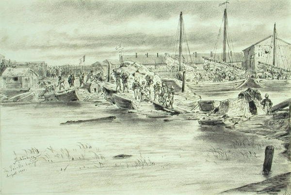 A Pei-Ho híd, 1900. augusztus (akvarell papíron) alkotó: Johann Nepomuk Schonberg