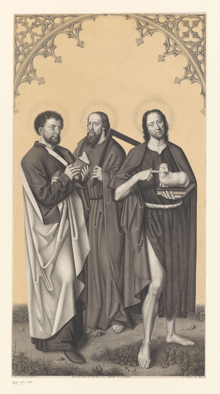 Szent Bertalan, Tamás és Keresztelő János Művek a Boisserée fivérek gyűjteményéből (sorozat címe) Galerie des Frères Boisserée (sorozat címe) alkotó: Johann Nepomuk Strixner