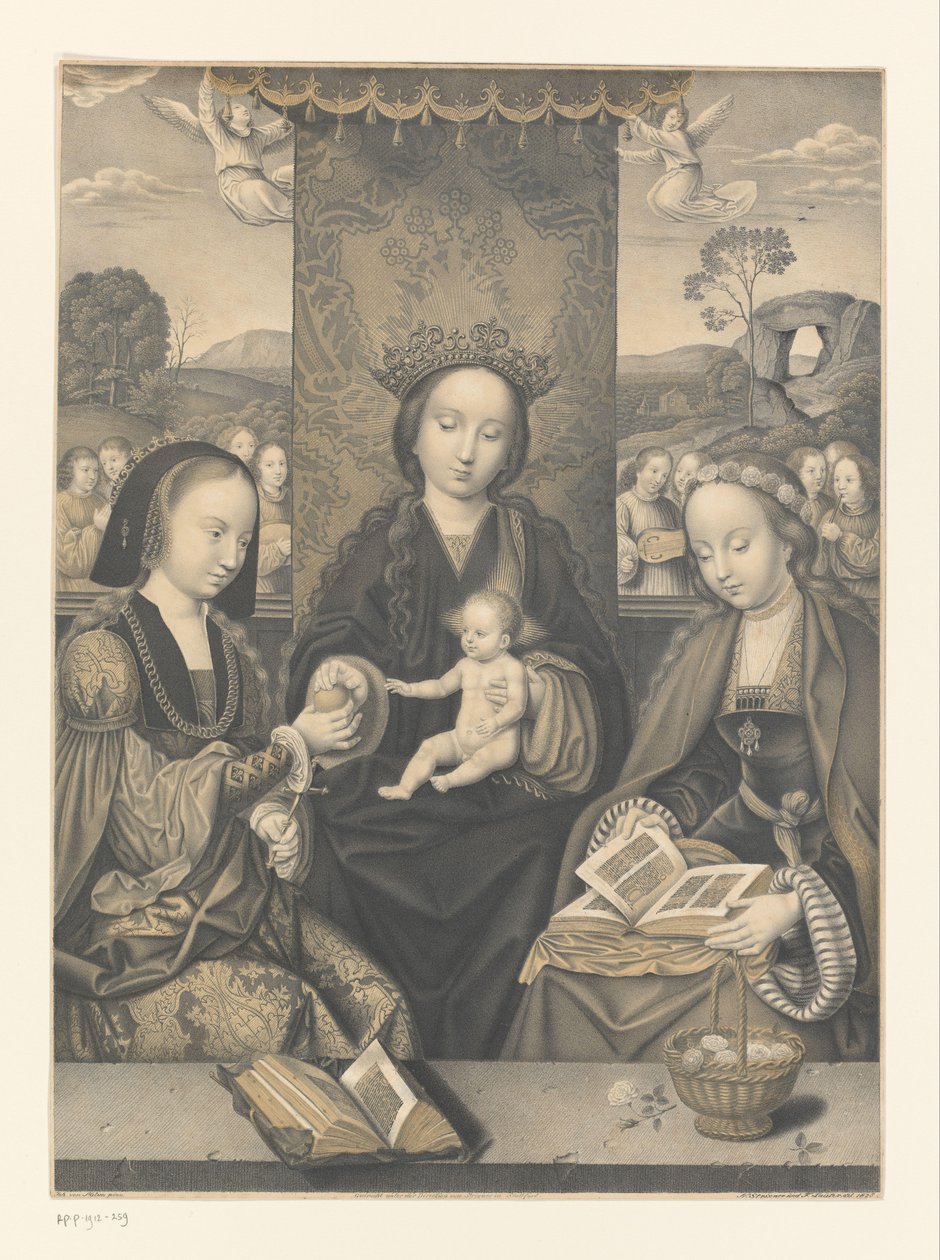 Mária gyermekével és két női szenttel Művek a Boisserée fivérek gyűjteményéből (sorozat címe) Galerie des Frères Boisserée (sorozat címe) alkotó: Johann Nepomuk Strixner