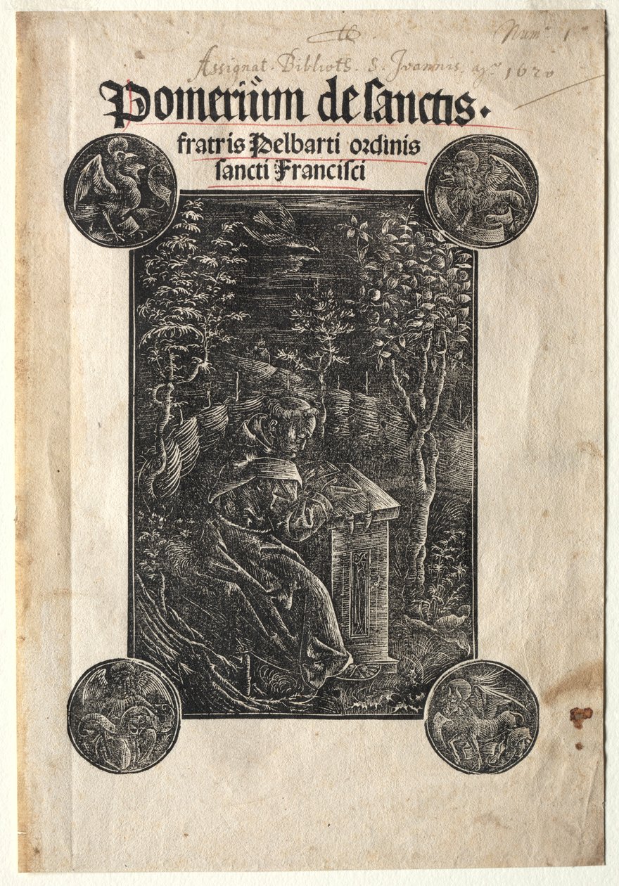 Temesvári Pelbart kertben tanul, 1620. alkotó: Johann Otmar