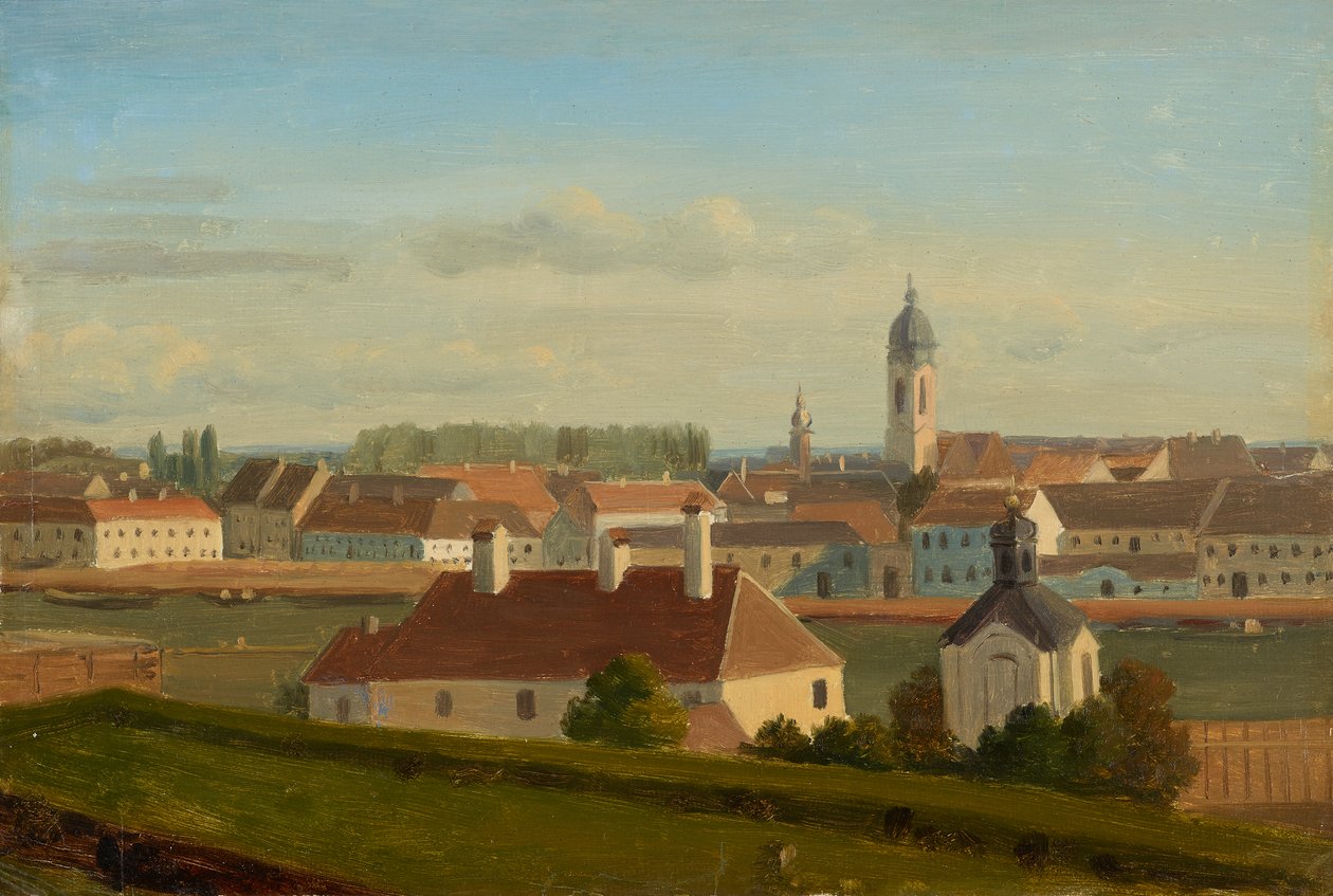 Kilátás a Duna-csatornára Leopoldstadt felé alkotó: Johann Peter Krafft