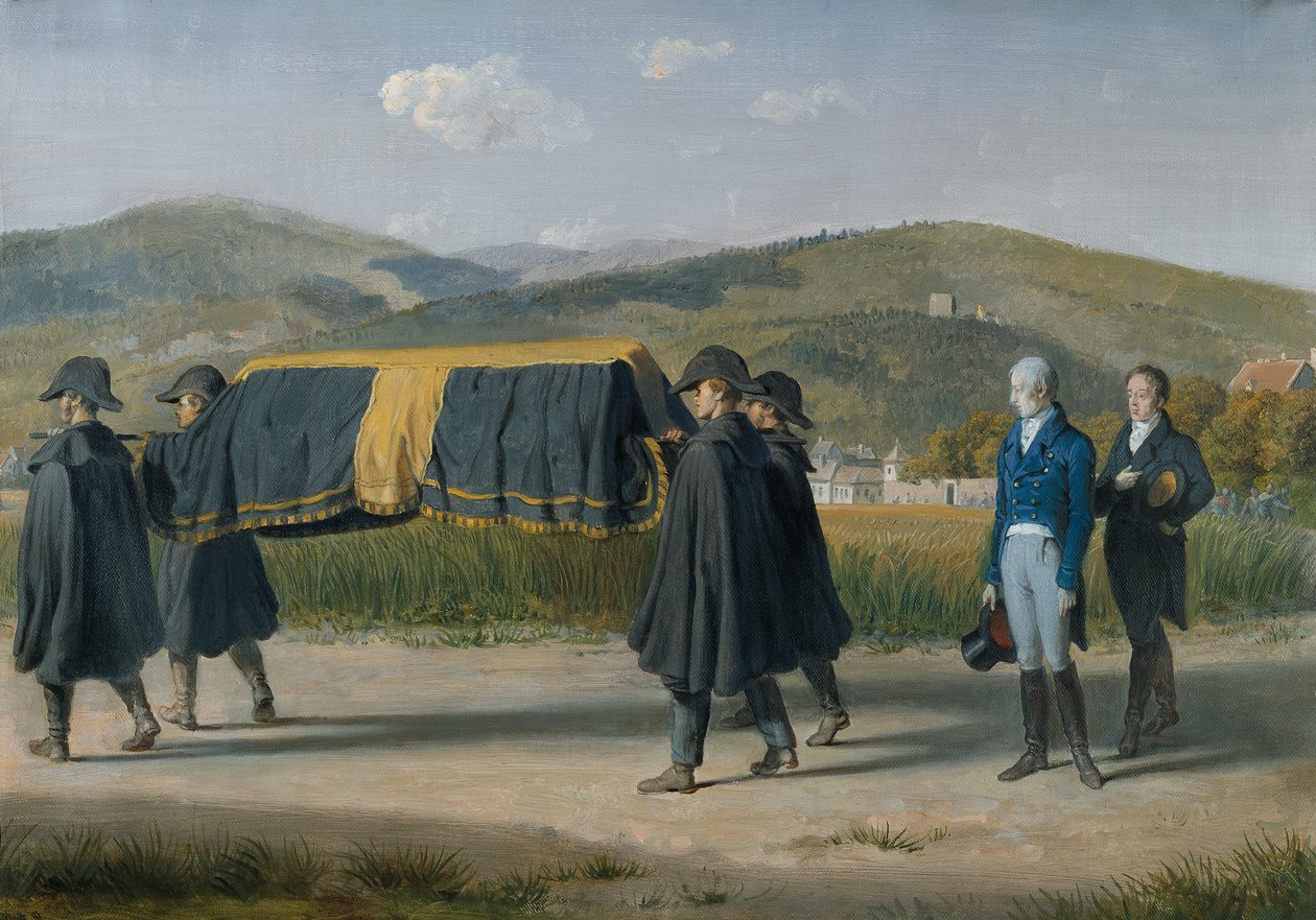 I. Ferenc osztrák császár egy szegény ember koporsóját követi alkotó: Johann Peter Krafft