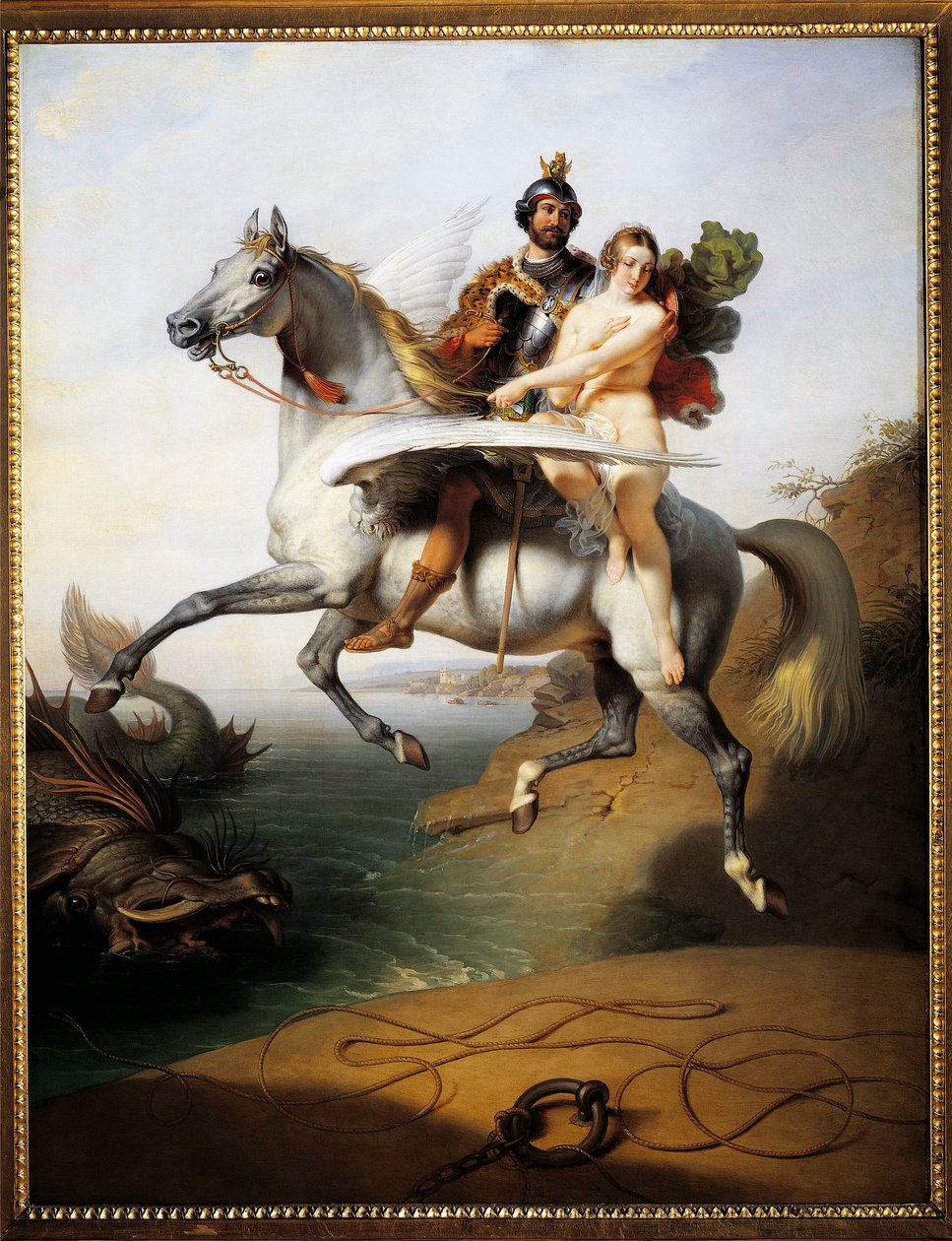 Ruggero és Angelica a vízilón lovagolva (Orlando Furious) alkotó: Johann Peter Krafft