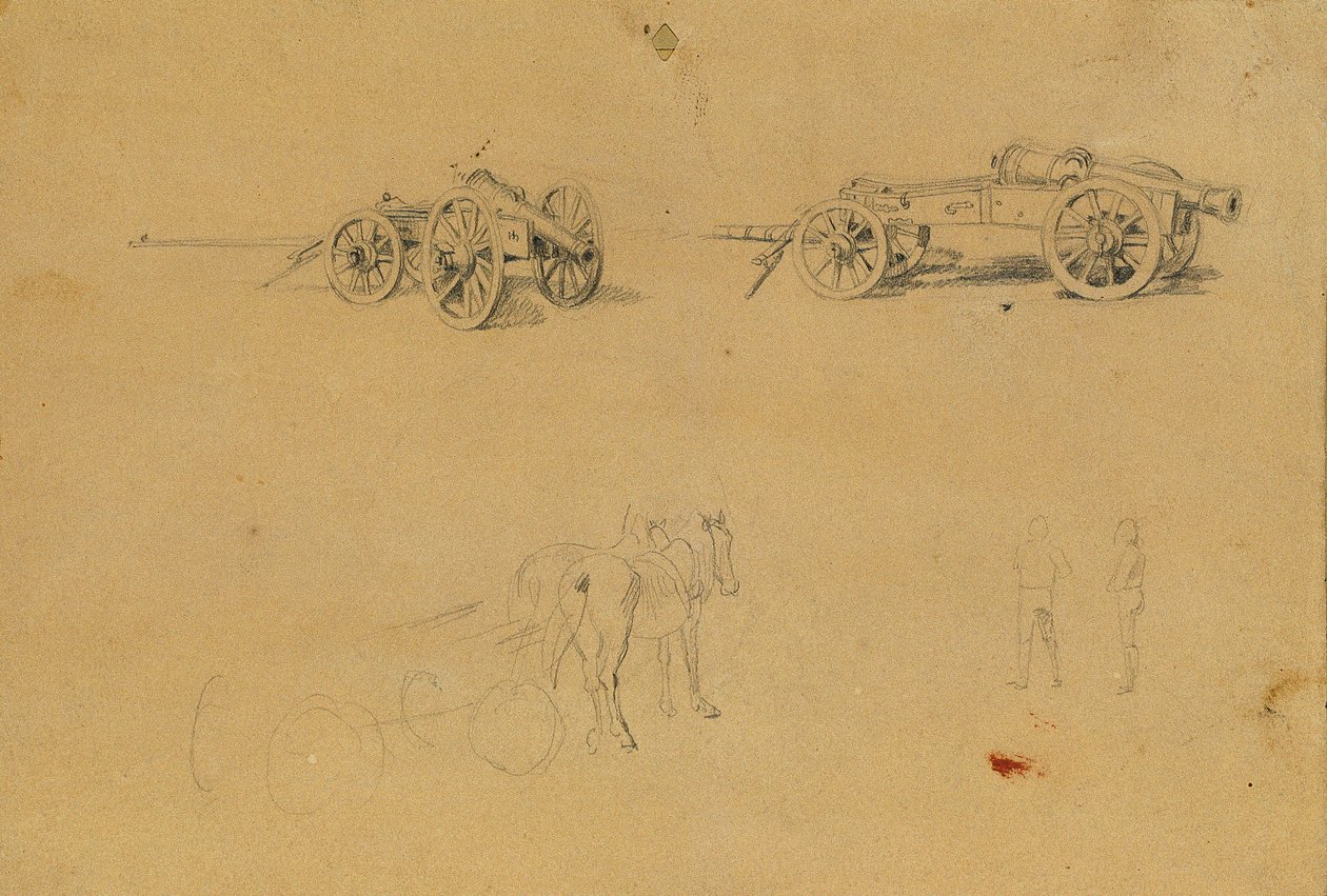 Tanulmány ágyúkhoz, hadsereg kellékeihez alkotó: Johann Peter Krafft
