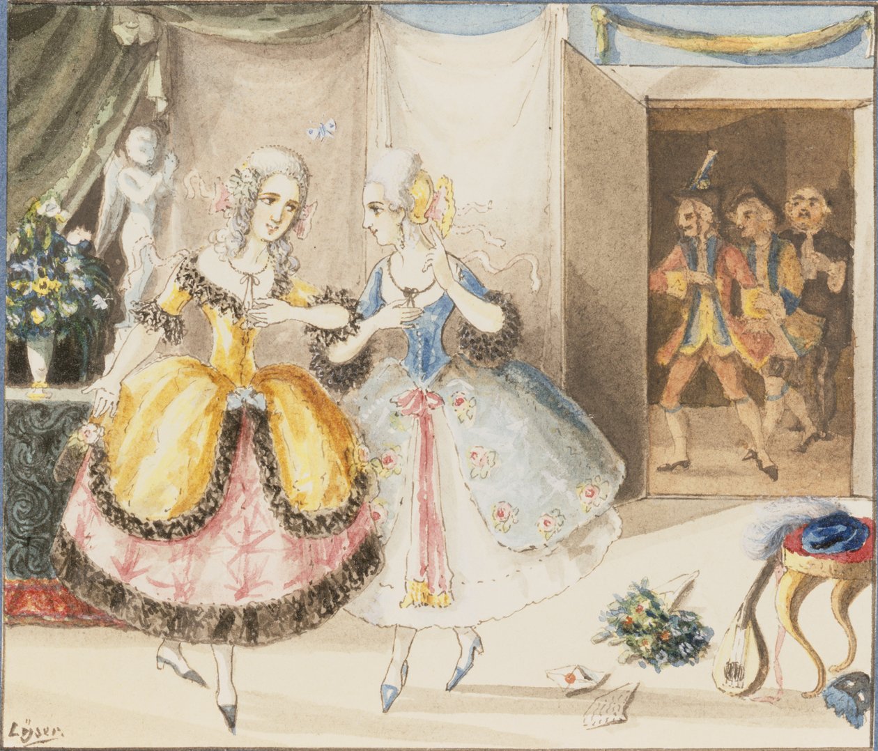 Szereplők Mozart „Cosi fan tutte” című művéből, 1840 (wc papíron) alkotó: Johann Peter Lyser