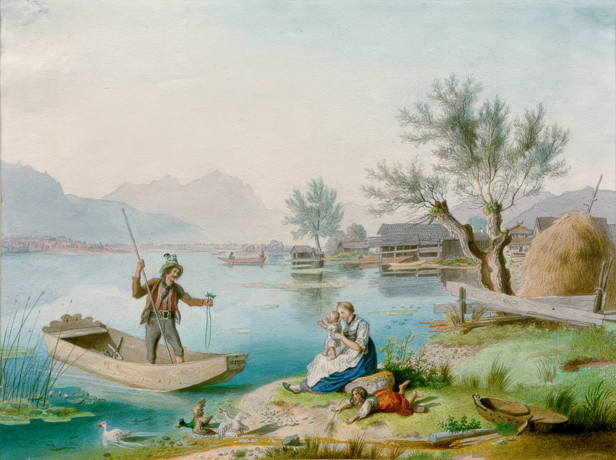 Halász családja a Chiemsee-ben alkotó: Johann Philipp Heinel