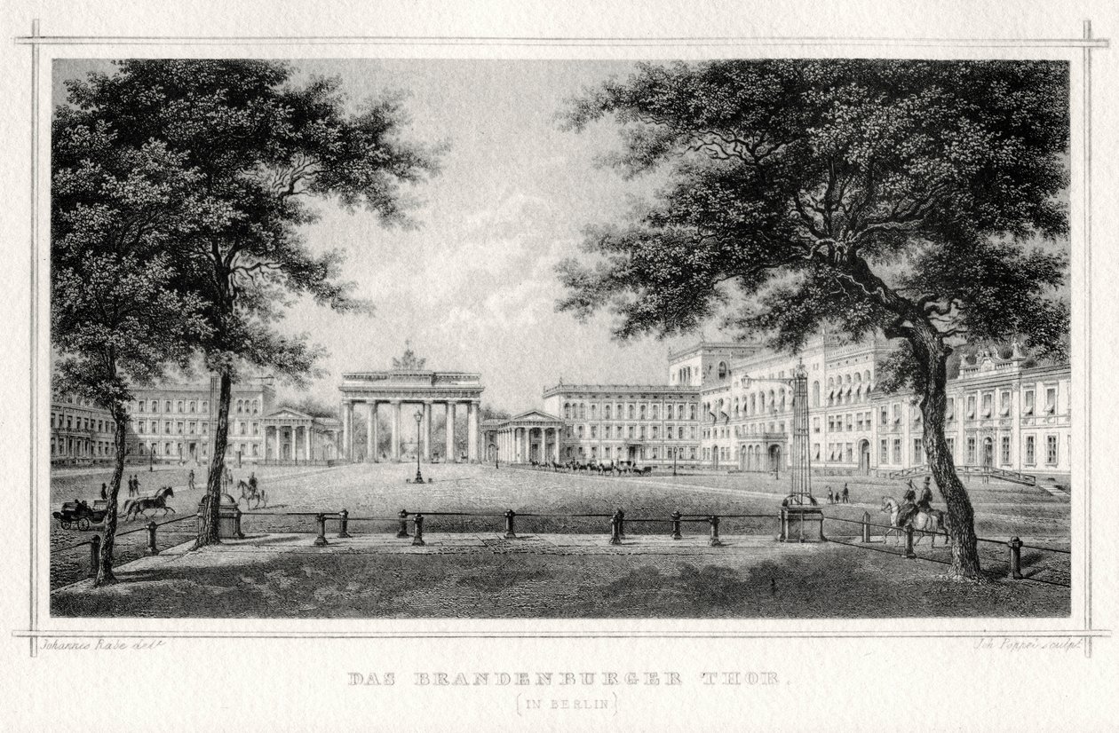 A Brandenburgi kapu, Berlin, 19. század. alkotó: Johann Poppei