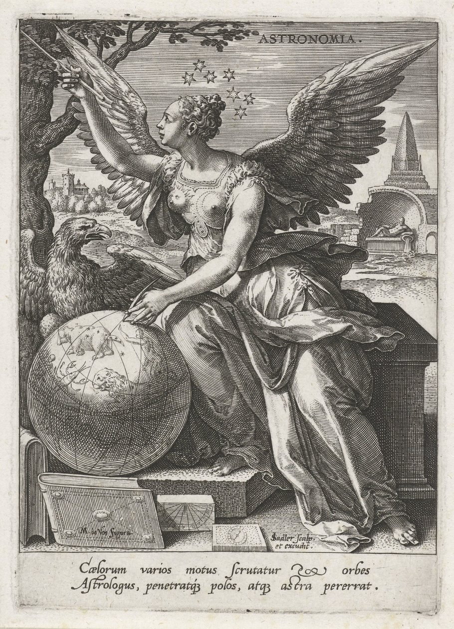Csillagászat Astronomia (cím a tárgyon) A hét szabad művészet (artes liberales) (sorozat címe) alkotó: Johann Sadeler (I)