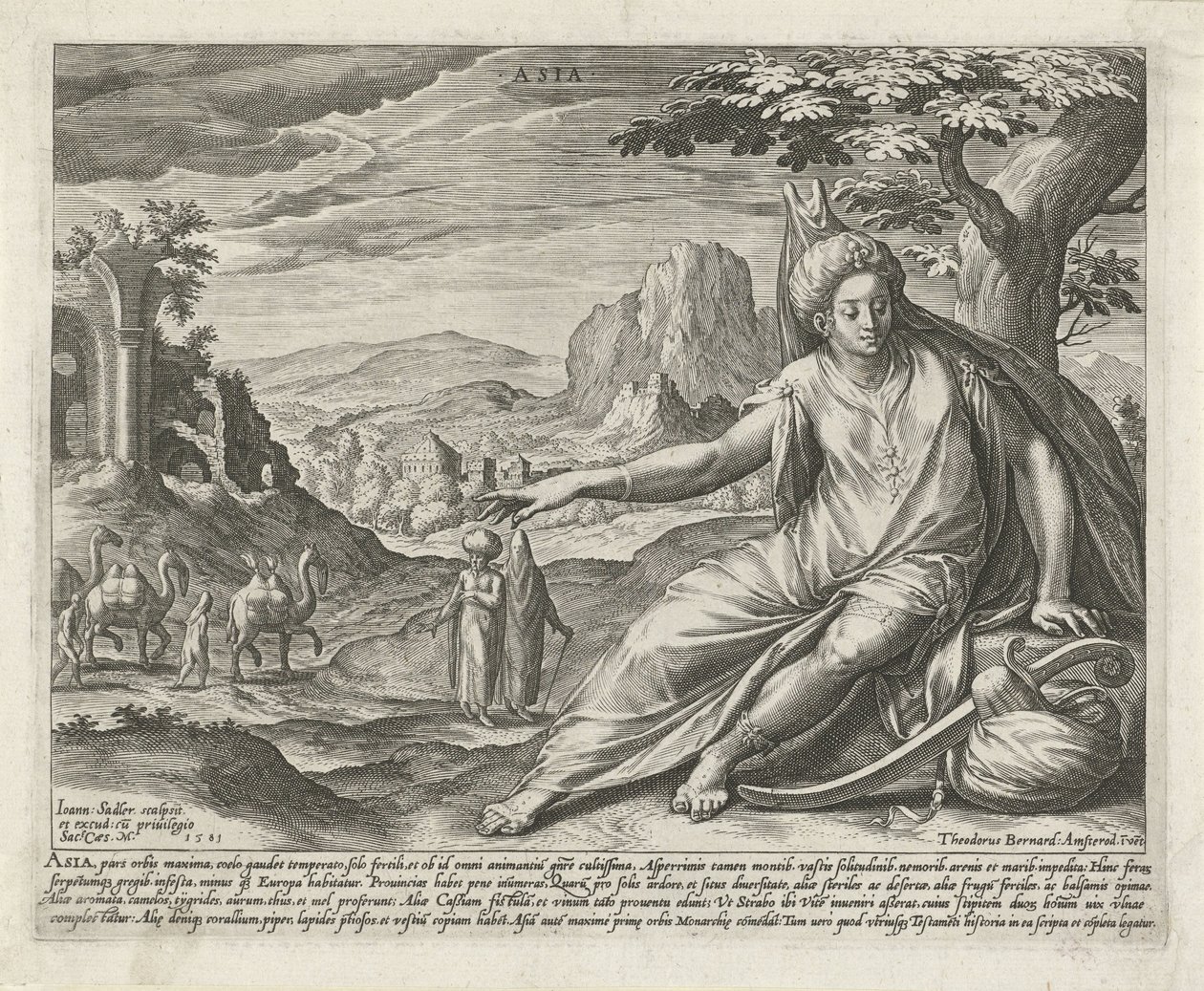 Ázsia Ázsia (cím a tárgyon) A négy kontinens (sorozat címe) alkotó: Johann Sadeler (I)