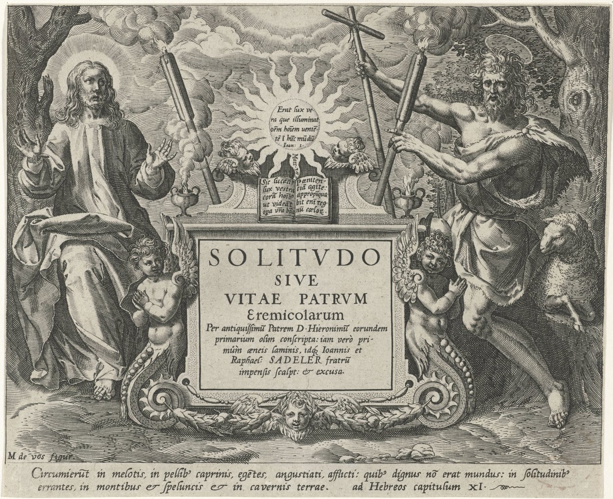 Christ en Johannes de Doper Mannelijke kluizenaars (sorozat címe) A magány vagy a remeteatyák élete (sorozat címe) Solitvdo Sive Vitae Patrvm Eremicolarum (sorozat címe az objektumon) alkotó: Johann Sadeler (I)