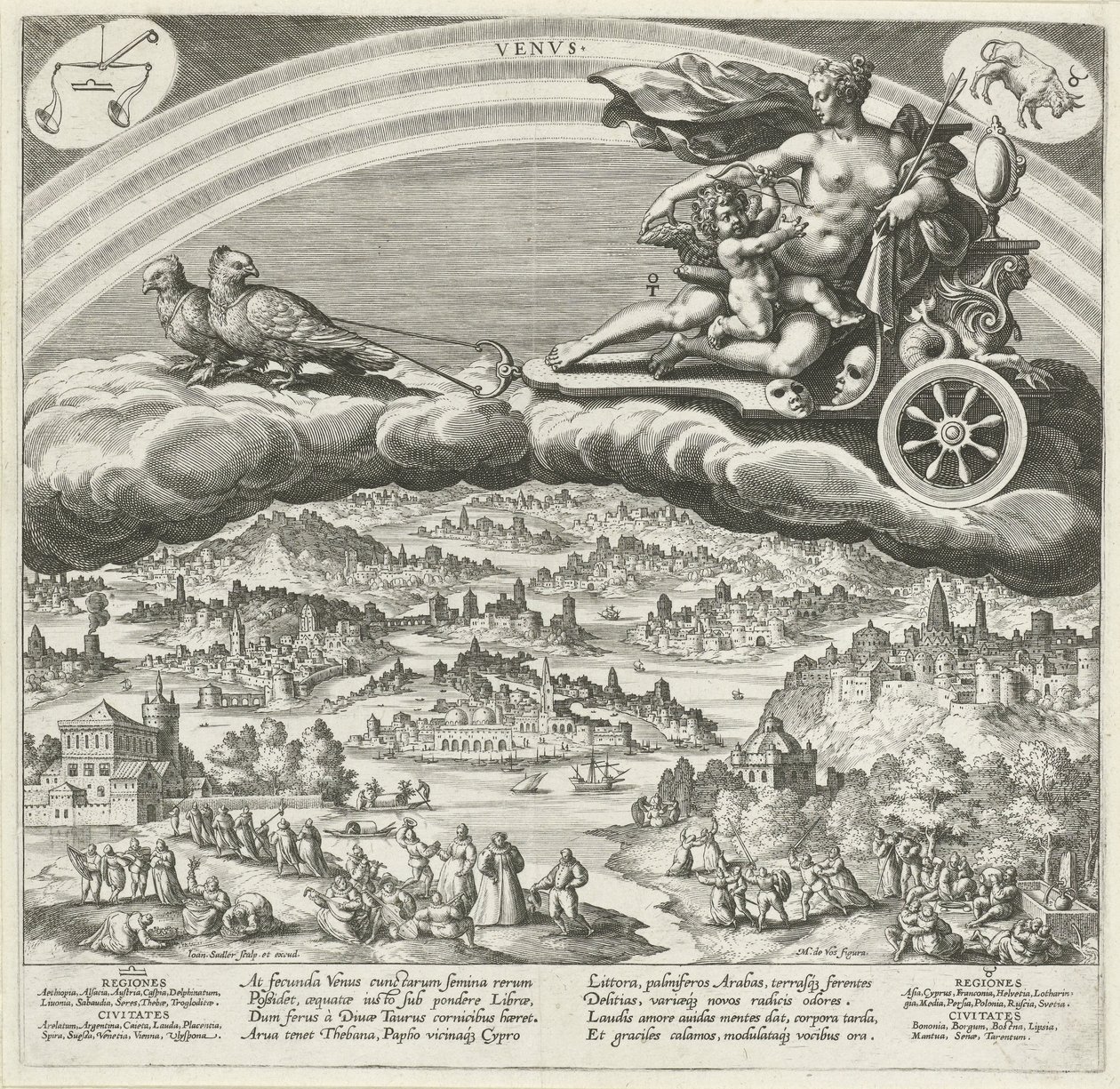 A Vénusz bolygó és hatása a világra A hét bolygó (sorozat címe) Planetarum effectus et eorum in signis zodiac (sorozat címe) alkotó: Johann Sadeler (I)