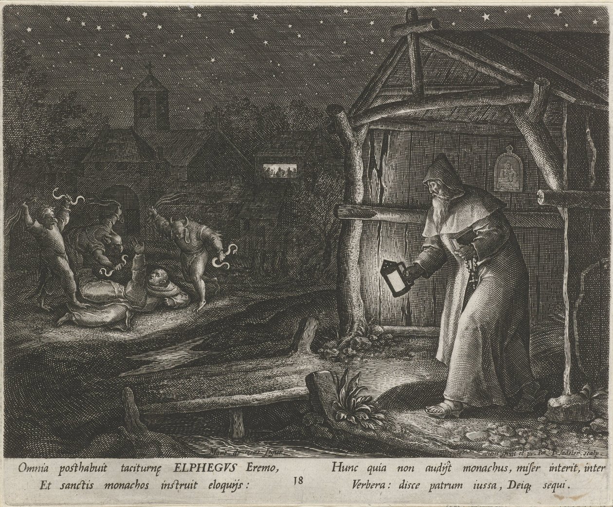 Canterbury-i Szent Alfegus remeteként Remeték erényes élete (sorozat címe) Trophaeum vitae solitariae (sorozat címe) alkotó: Johann Sadeler (I)