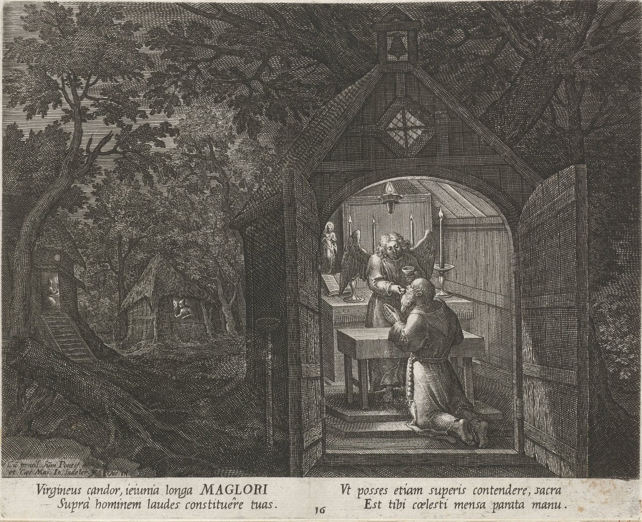 Szent Maglor remeteként Remeték (sorozat címe) Oraculum Anachoreticum (sorozat címe) alkotó: Johann Sadeler (I)