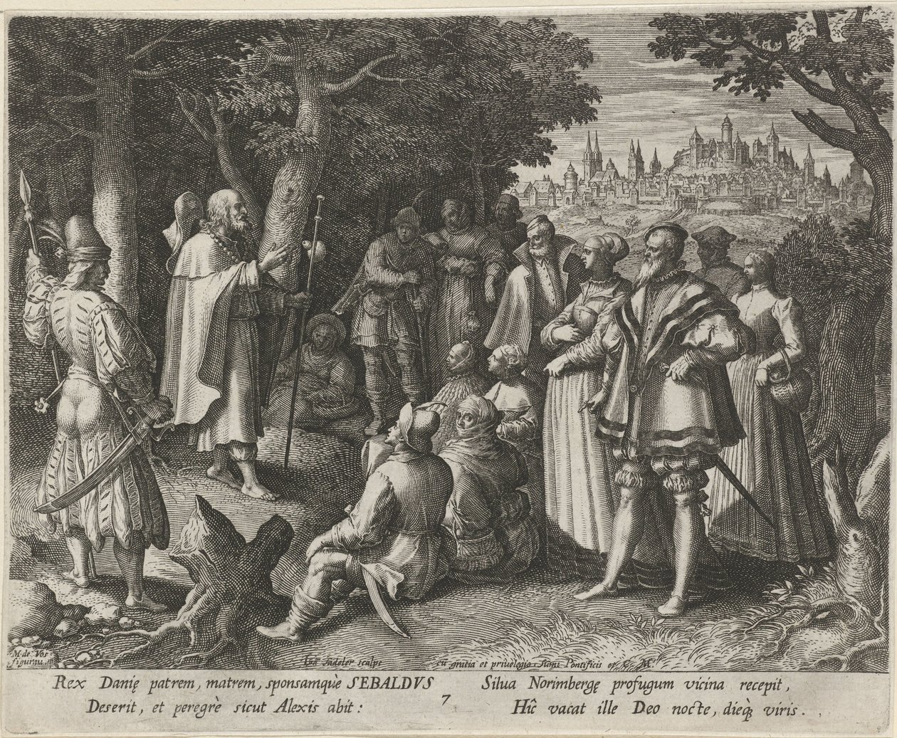 Nürnbergi Szent Sebaldus mint remete Remeték erényes élete (sorozat címe) Trophaeum vitae solitariae (sorozat címe) alkotó: Johann Sadeler (I)