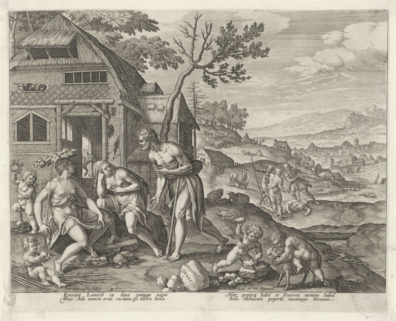 Lamech és két felesége Boni et mali scientia (sorozat címe) alkotó: Johann Sadeler (I)