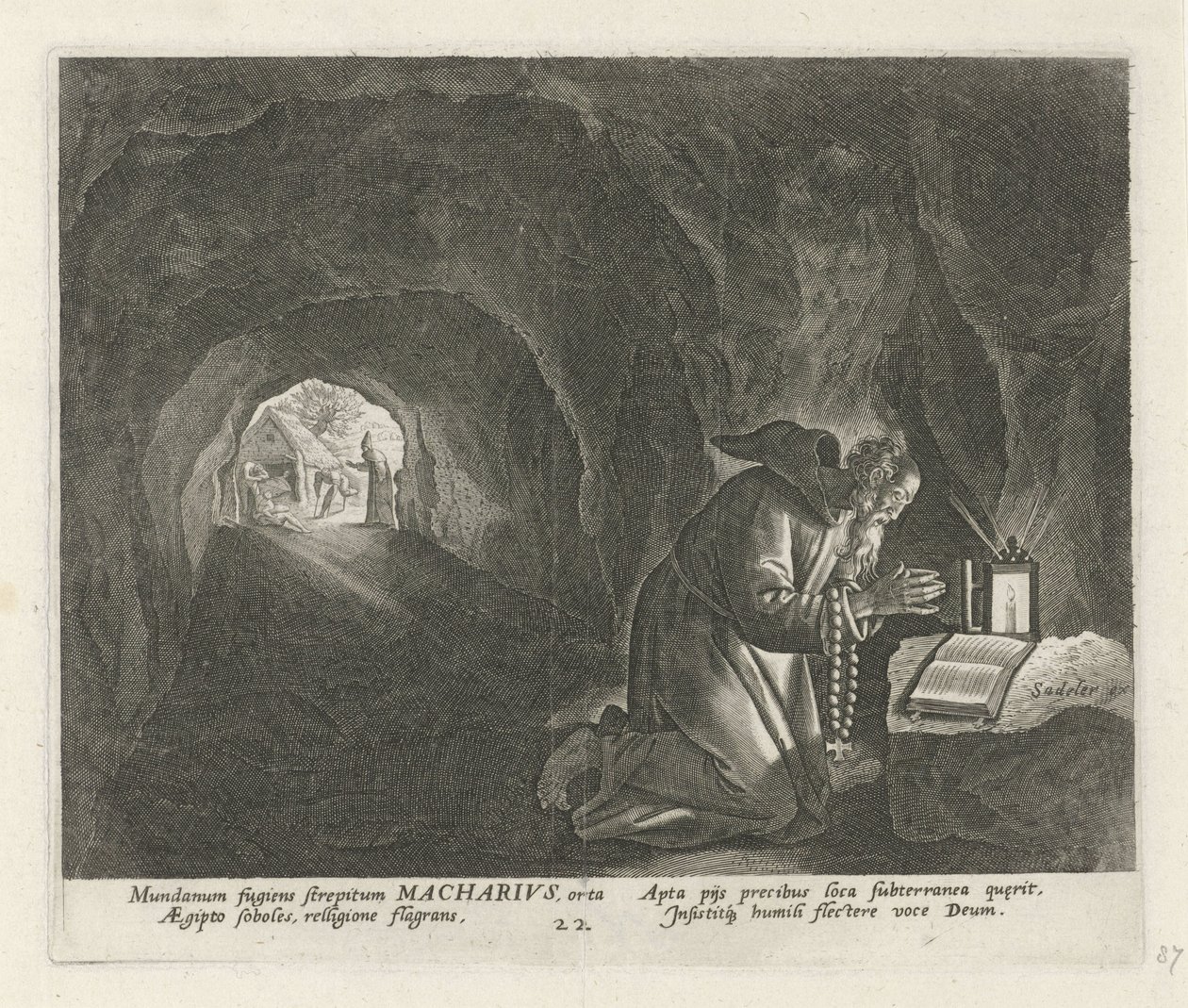 Az egyiptomi Macarius mint remete Férfi remeték (sorozat címe) Solitudo Sive Vitae Patrum Eremicolarum (sorozat címe) alkotó: Johann Sadeler (I)