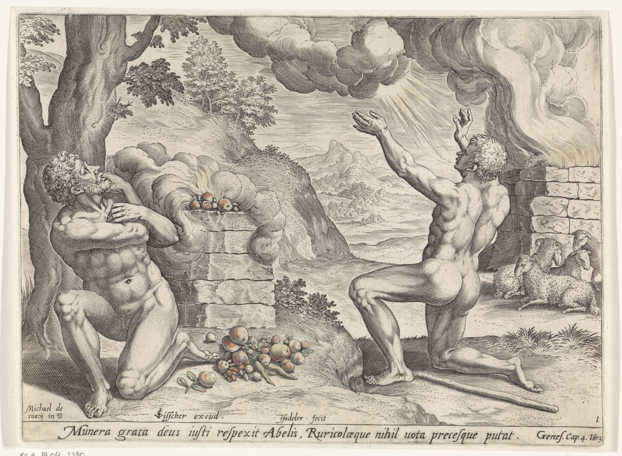Káin és Ábel feláldozása Káin és Ábel története (sorozat címe) alkotó: Johann Sadeler (I)