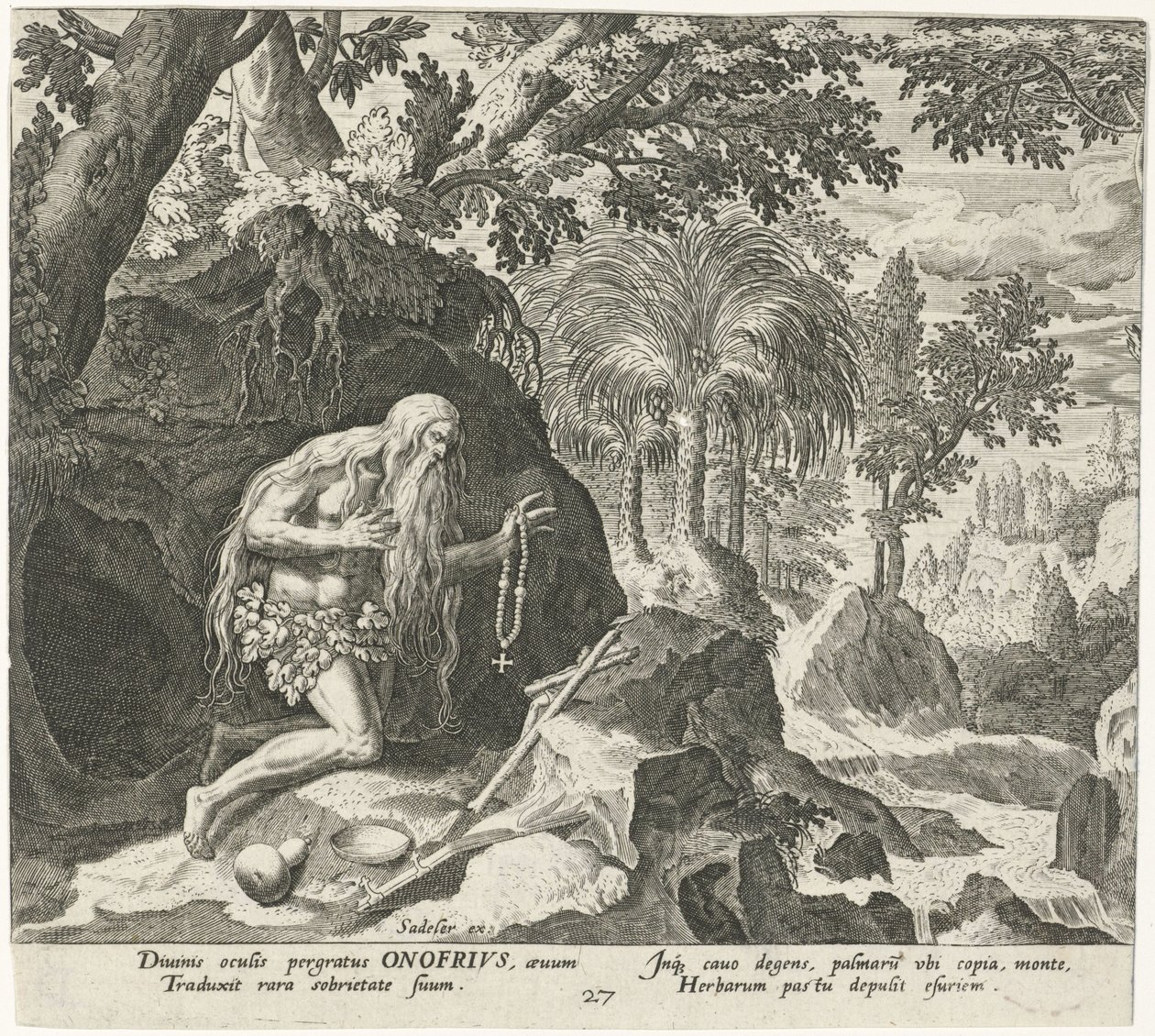Nagy Onifriusz mint remete Férfi remeték (sorozat címe) Solitudo Sive Vitae Patrum Eremicolarum (sorozat címe) alkotó: Johann Sadeler (I)