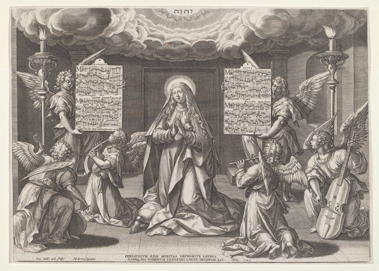 Magnificat: A szűz muzsikáló angyalokkal körülvéve, 1585. alkotó: Johann Sadeler I
