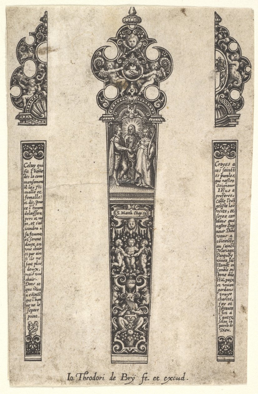 Késnyél kialakítása a házasság emlékére, kb. 1580-1600. alkotó: Johann Theodor de Bry