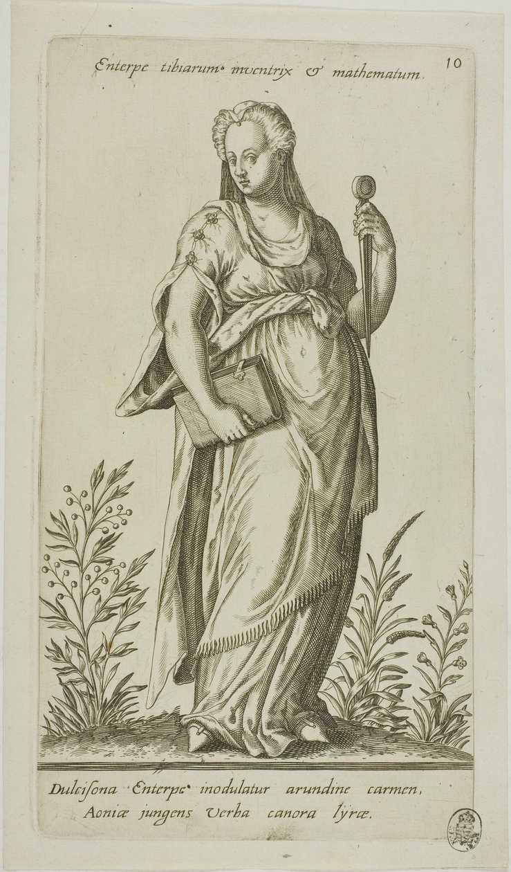 Euterpe, Muse of Music, 10-es lemez a Parnassus Biceps-től alkotó: Johann Theodor de Bry