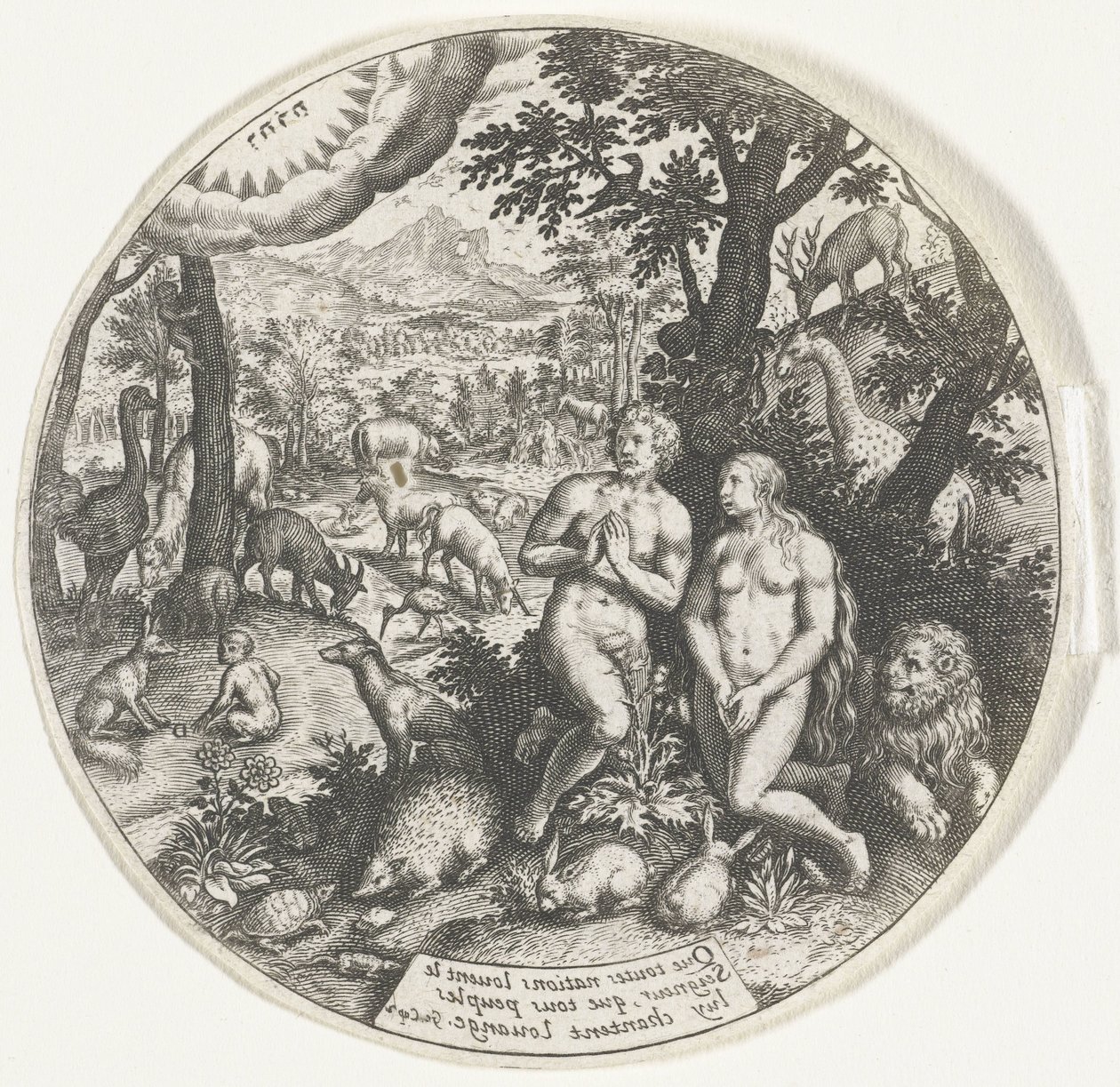 Isten szól Ádámhoz és Évához a Paradicsomban alkotó: Johann Theodor de Bry