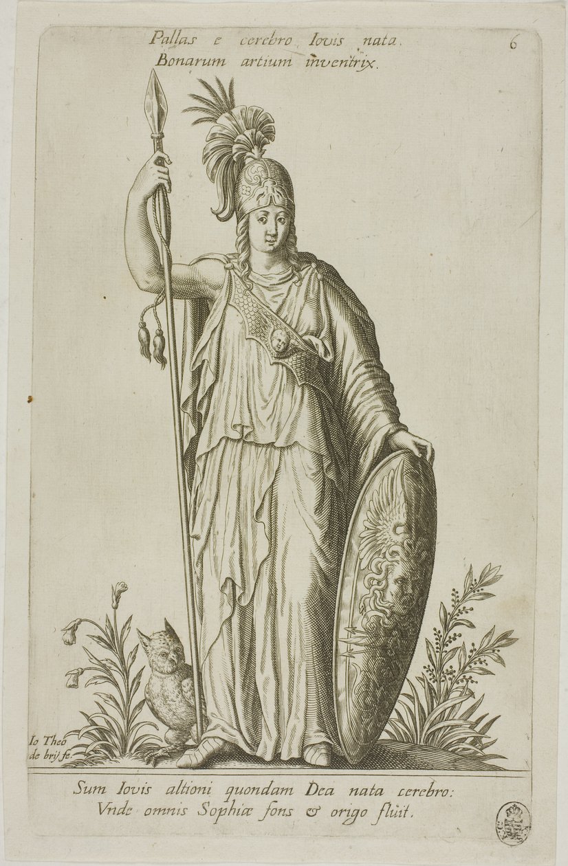 Pallas Athéné, 6. tányér a Parnassus Bicepsből alkotó: Johann Theodor de Bry