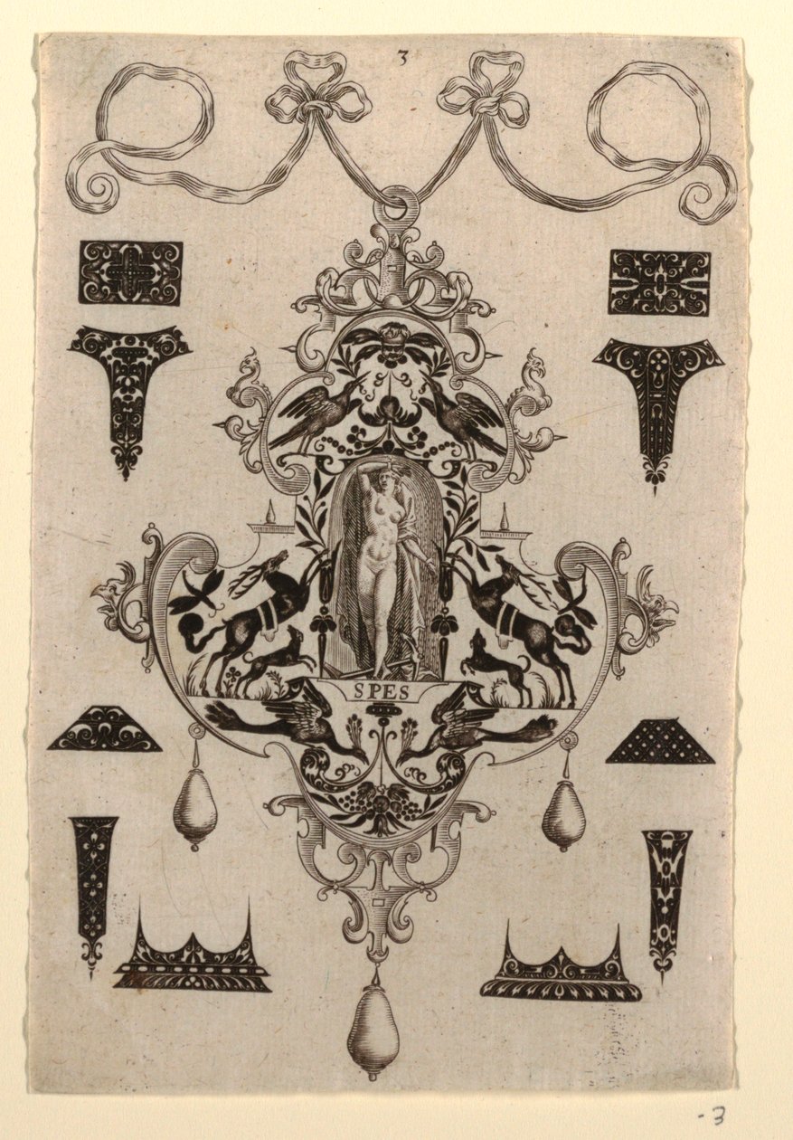 Medáltervezés az erényreménnyel, 3. tábla, egy nyolc medáldizájnból álló sorozatból, a kardinális erényekkel alkotó: Johann Theodor de Bry
