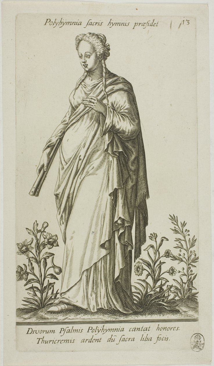 Polyhymnia, Himnuszok múzsája, 13. lemez a Parnassus Bicepsből alkotó: Johann Theodor de Bry
