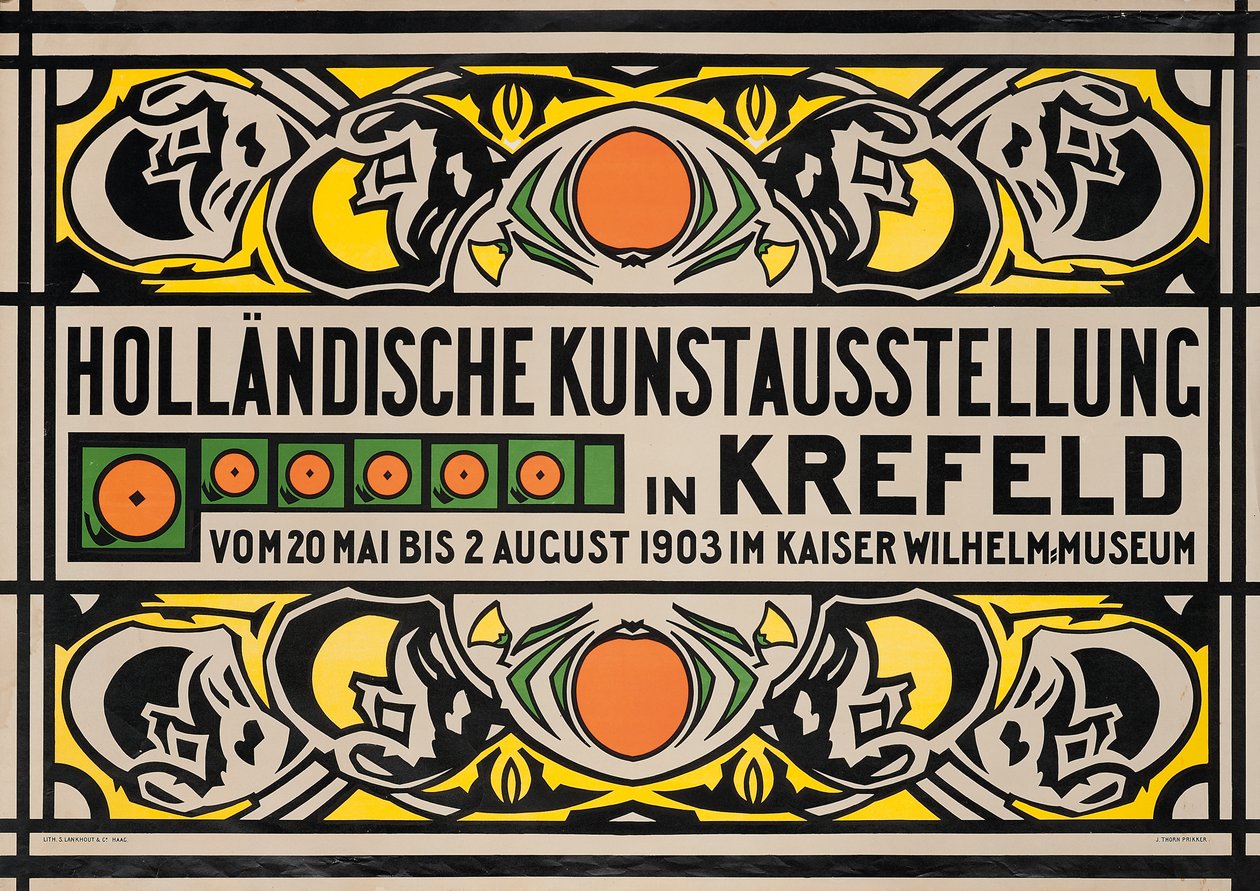 A krefeldi Kaiser Wilhelm Múzeum holland művészeti kiállítását reklámozó plakát alkotó: Johan Thorn Prikker