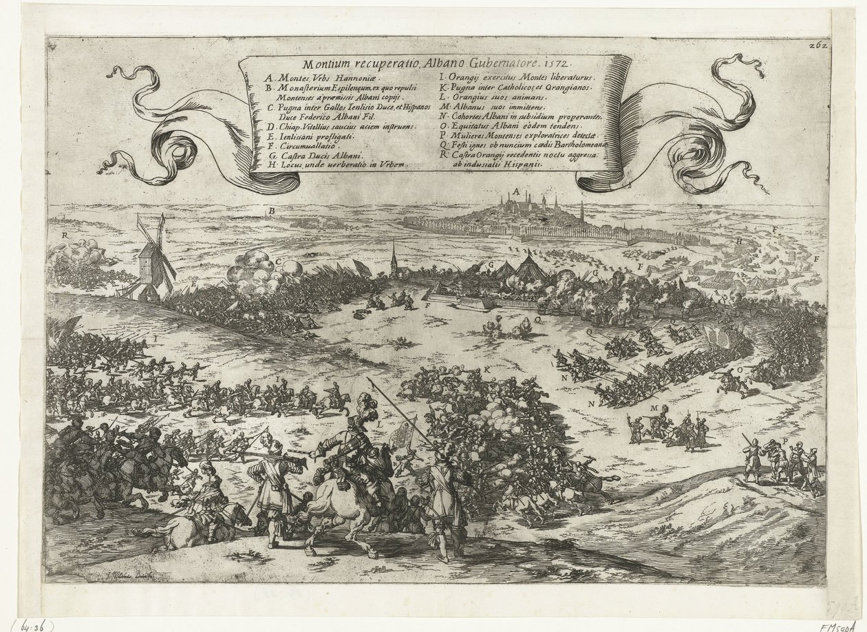 Alva ostromolja Bergent Henegouwenben, 1572 A hegyek gyógyulása, Albano Gubernatore. 1572 (cím a tárgyon) alkotó: Johann Wilhelm Baur