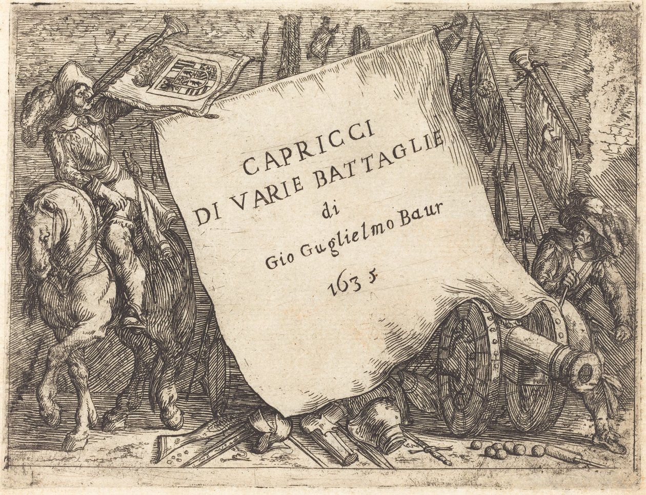Különféle csaták szeszélyei Címlap, 1635. alkotó: Johann Wilhelm Baur