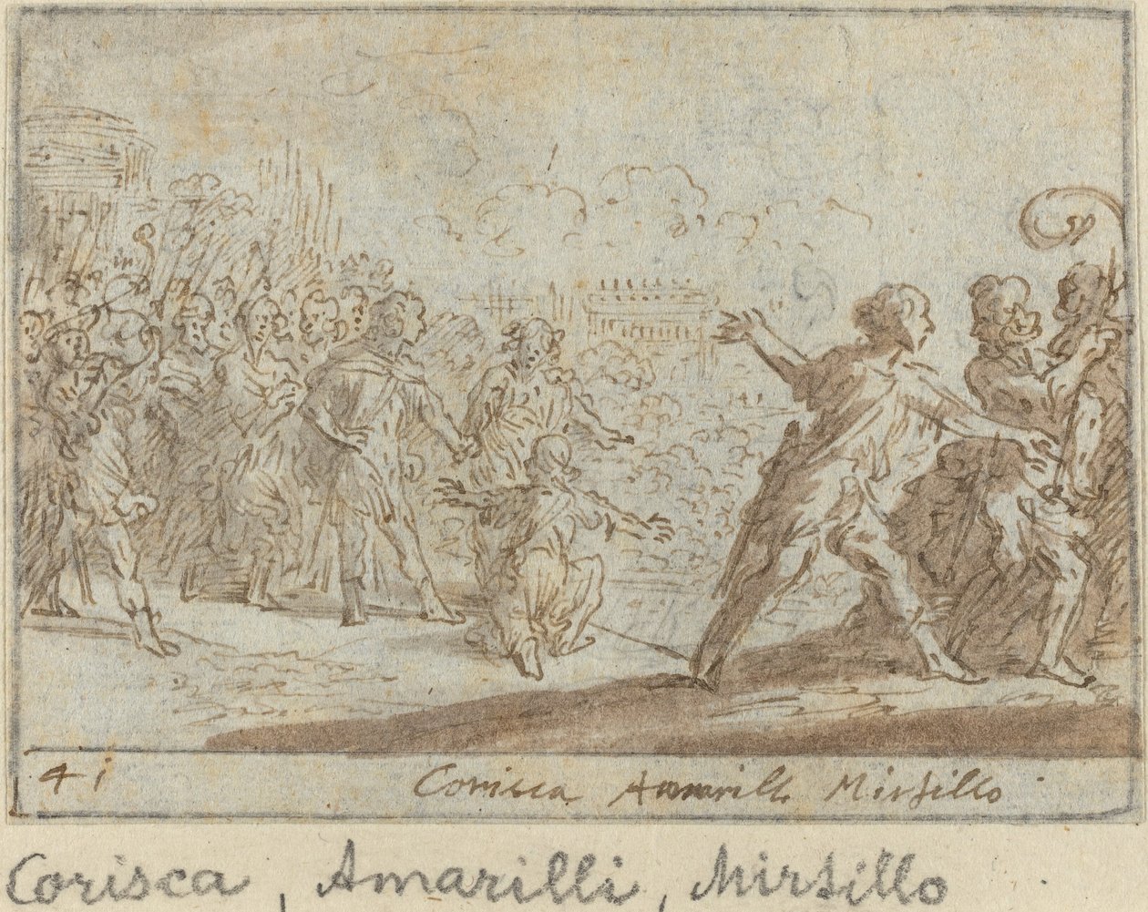 Corisca, Amarilli és Mirtillo alkotó: Johann Wilhelm Baur