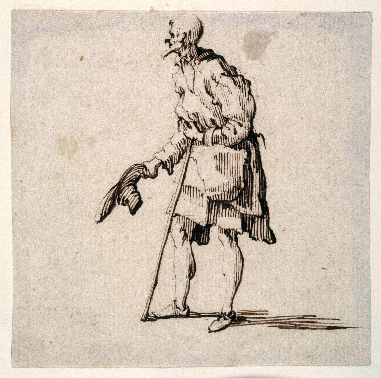 Vidéki ember áll és leveszi a sapkáját (toll és tinta papíron) alkotó: Johann Wilhelm Baur