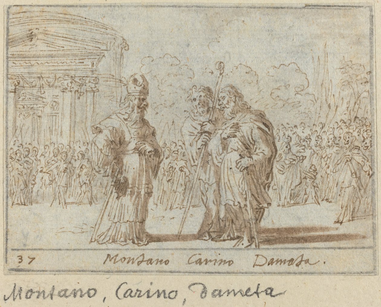 Montano, Carino és Dameta alkotó: Johann Wilhelm Baur