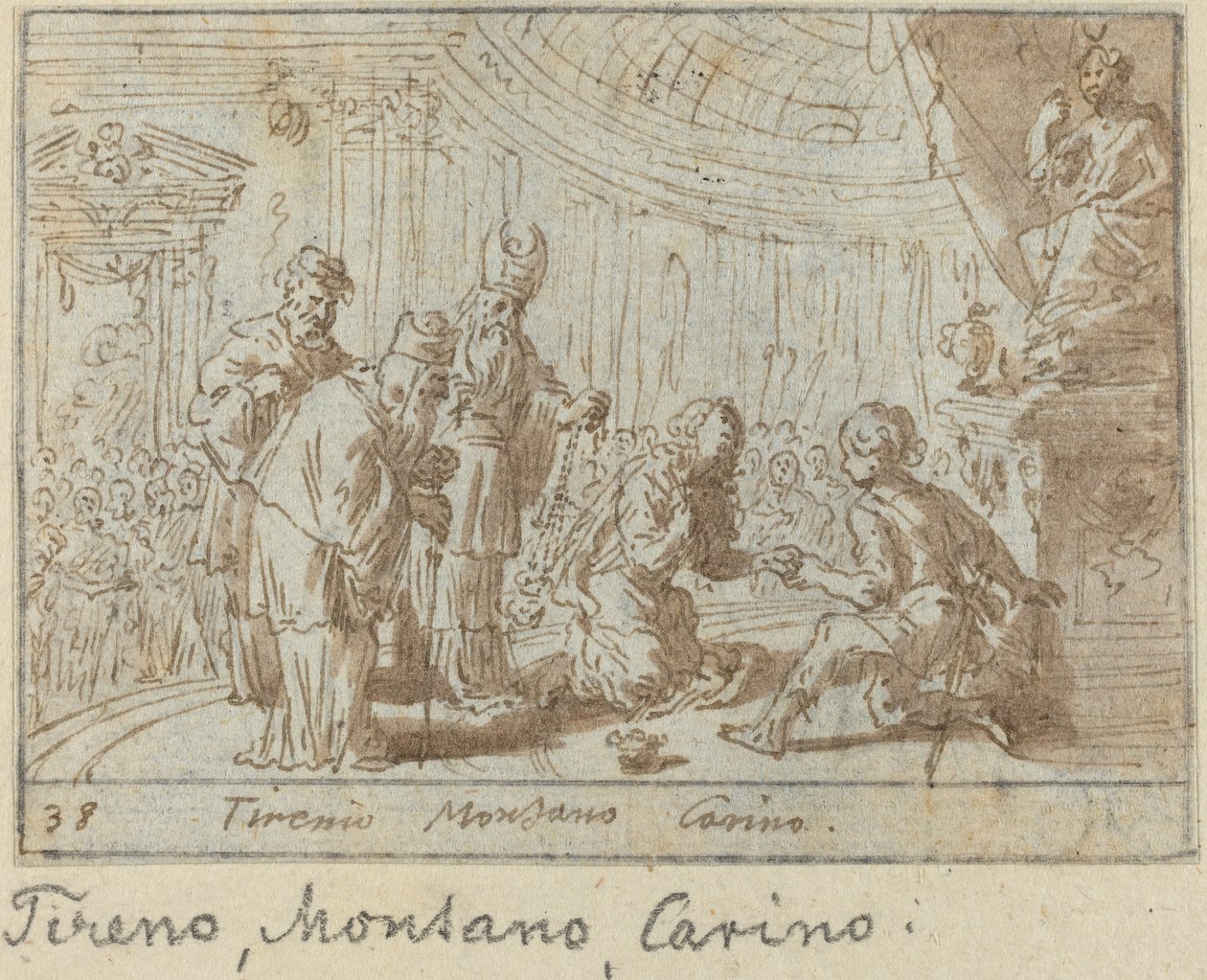 Tirenio, Montano és Carino, 1640. alkotó: Johann Wilhelm Baur