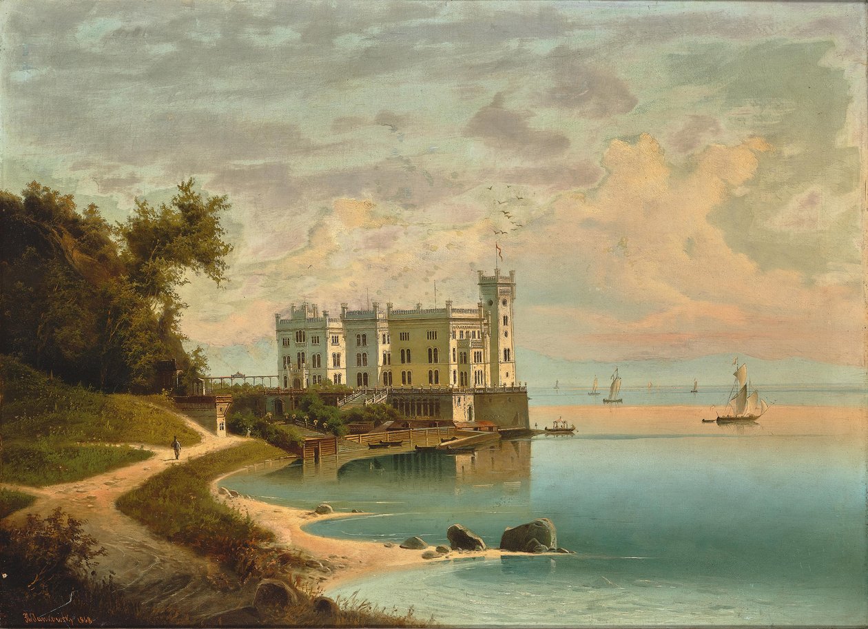Miramare kastély Triesztben, 1868. alkotó: Johann Wilhelm Jankowski