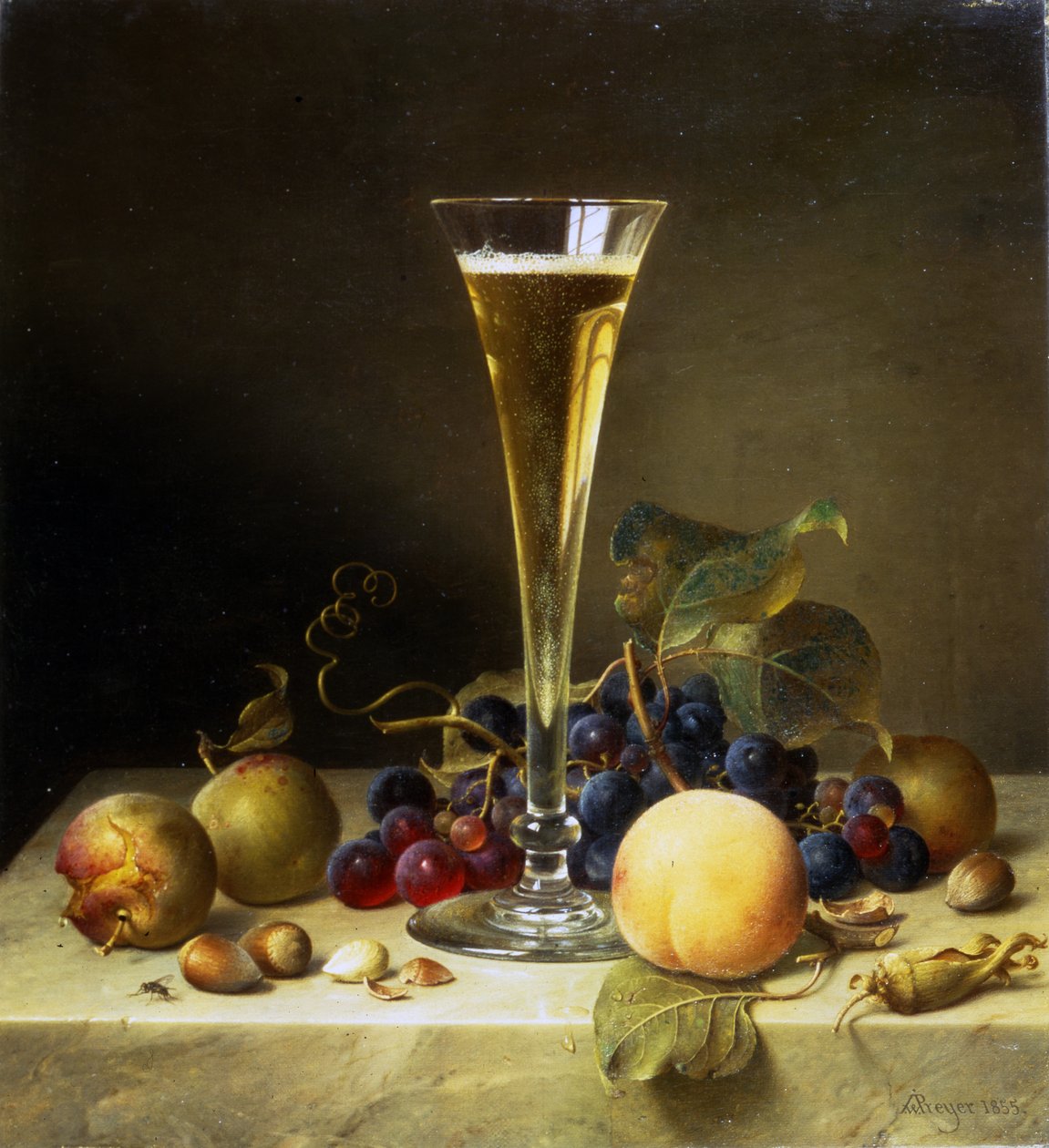 Csendélet egy pohár pezsgővel, 1855 alkotó: Johann Wilhelm Preyer