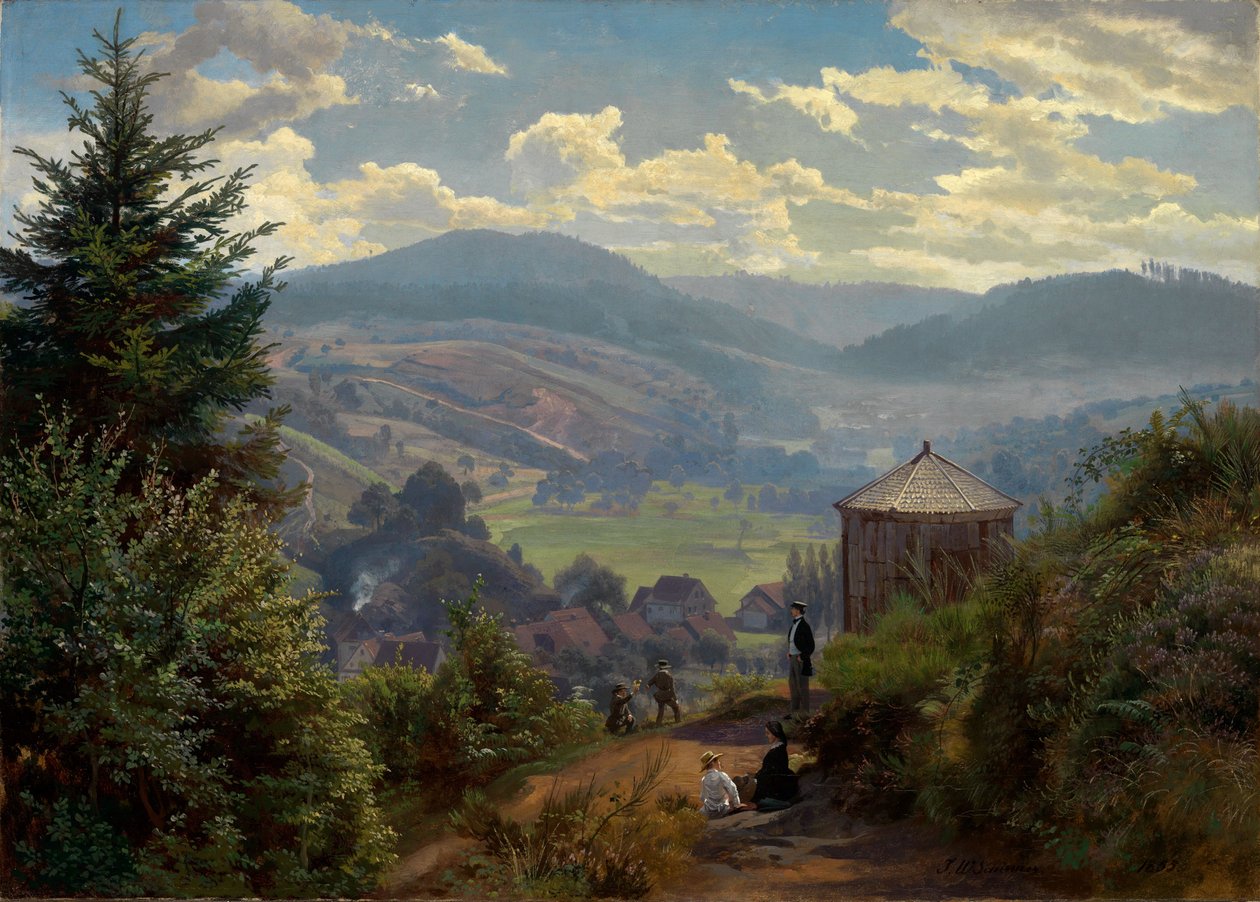 Az Oberbeuern-völgy a Cäcilienbergről, délelőtt alkotó: Johann Wilhelm Schirmer