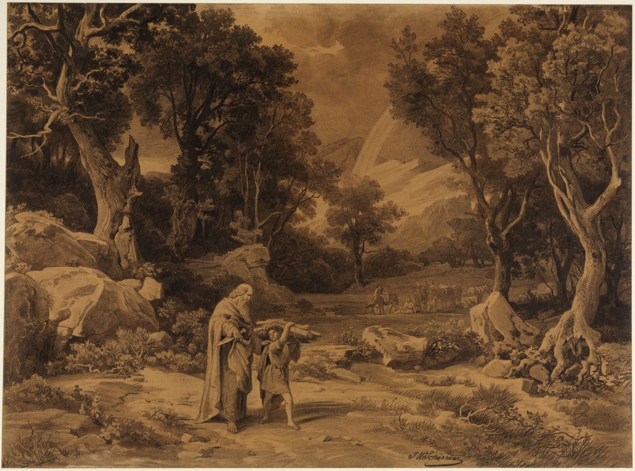 Út az áldozathoz (Teremtés könyve 22, 6) alkotó: Johann Wilhelm Schirmer