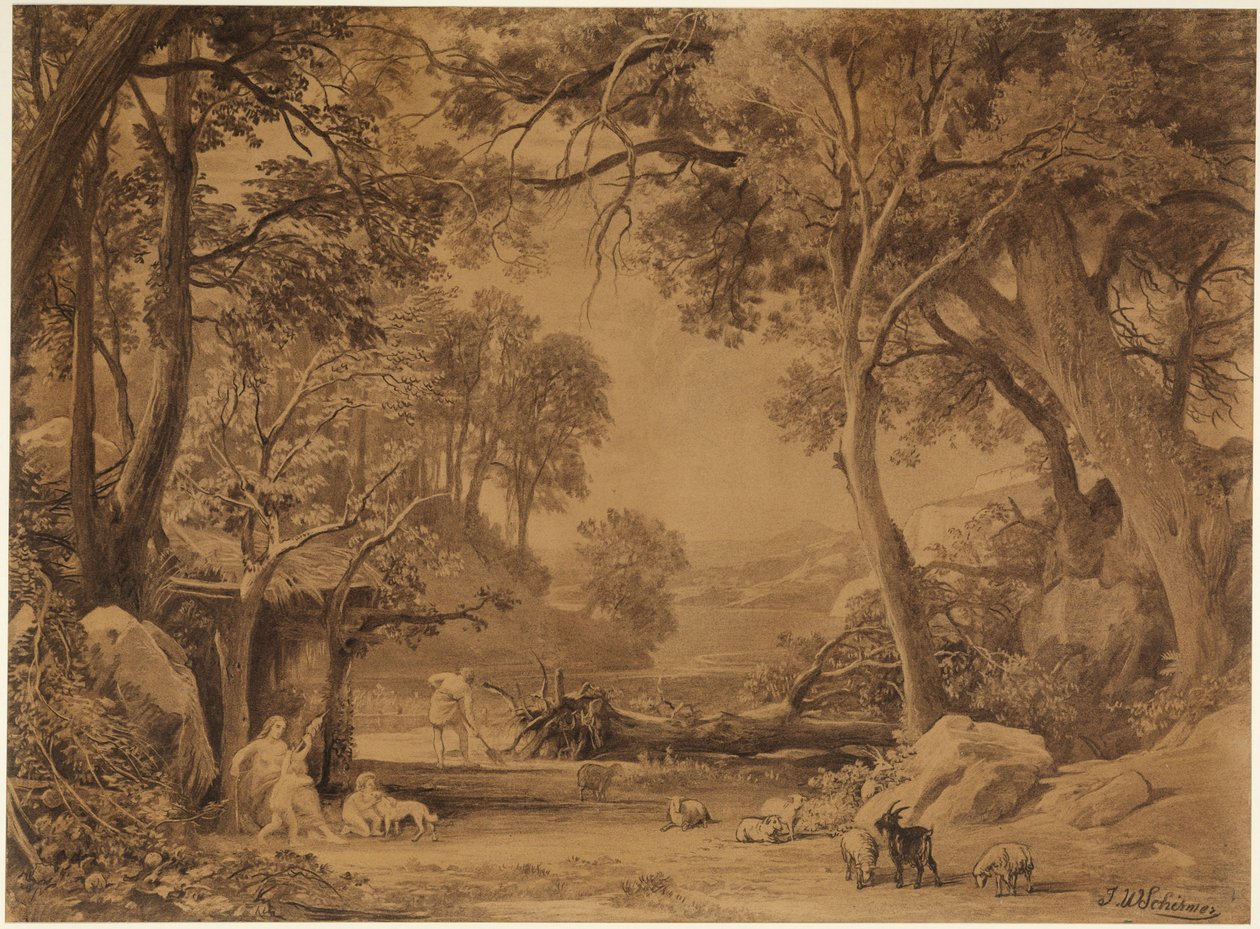 A munka (1. Mózes 3, 19) alkotó: Johann Wilhelm Schirmer