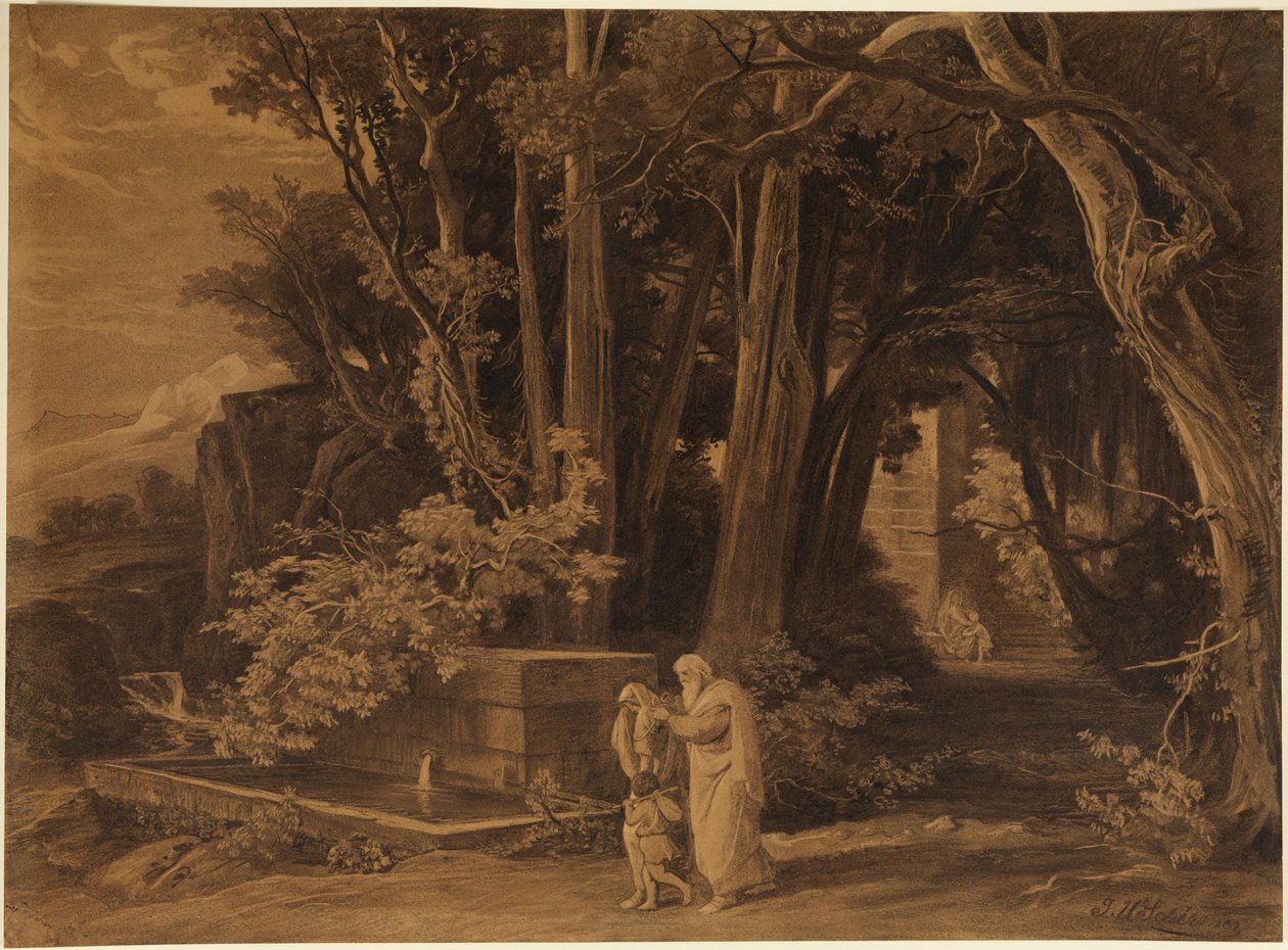 Hágár kiűzetése Izmaellel (Teremtés könyve 21, 14) alkotó: Johann Wilhelm Schirmer