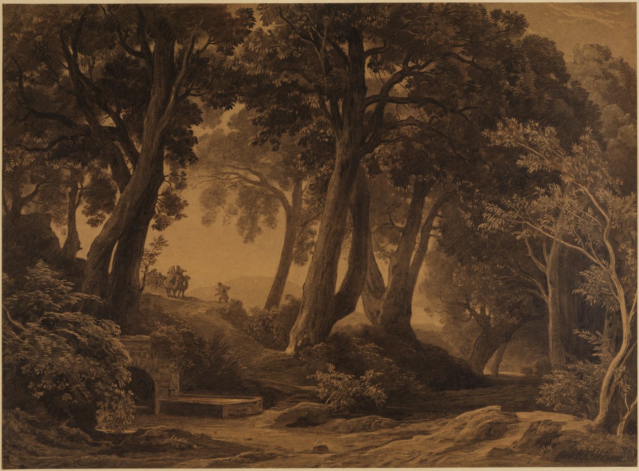 Izsák és Rebeka találkozása (1Mózes 24, 62-63) alkotó: Johann Wilhelm Schirmer