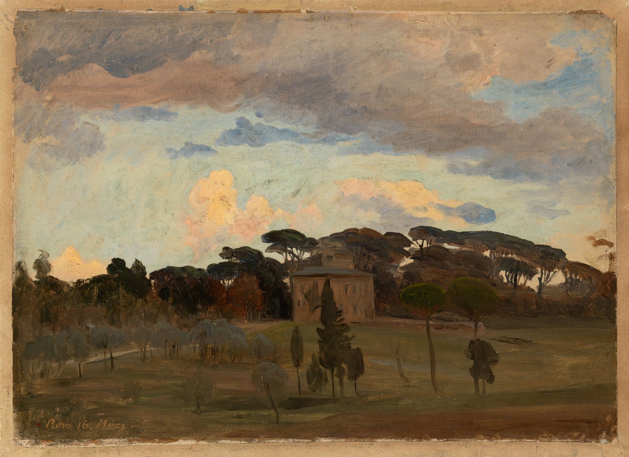 A „Casina di Raffaello” a Villa Borghese parkjában alkotó: Johann Wilhelm Schirmer