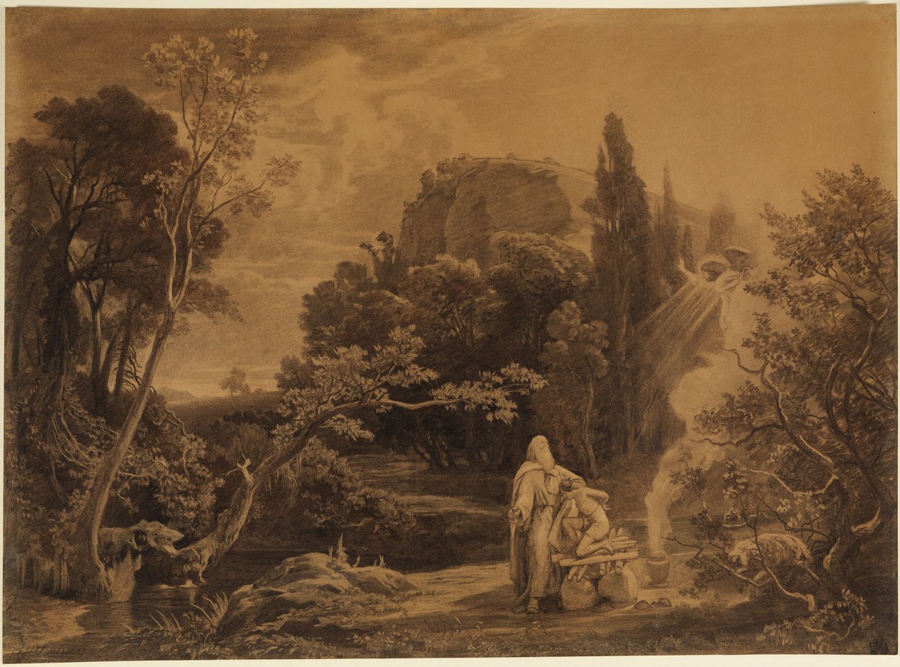Izsák feláldozása (Teremtés könyve 22, 11-12) alkotó: Johann Wilhelm Schirmer