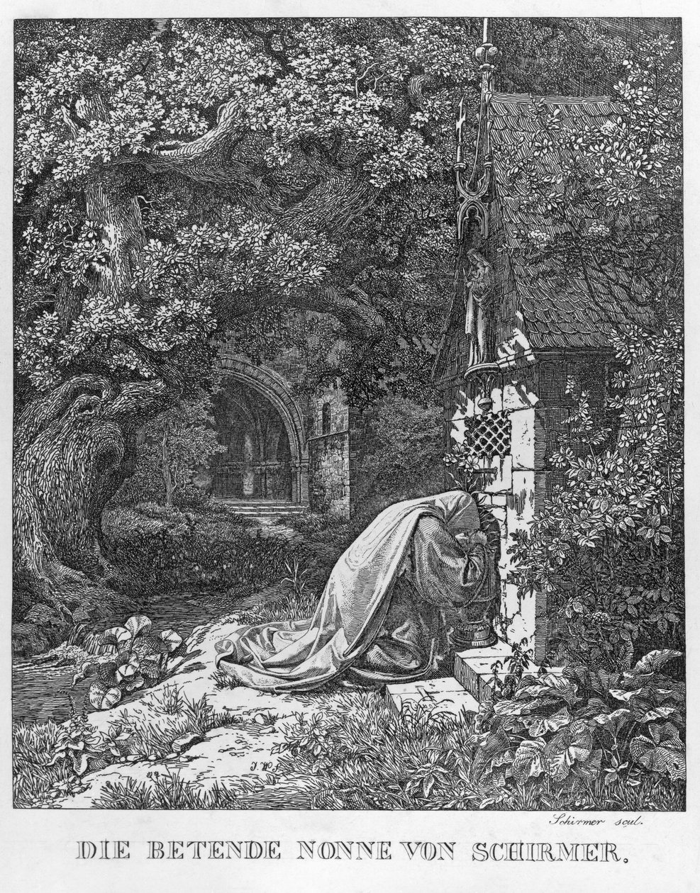 Az imádkozó apáca alkotó: Johann Wilhelm Schirmer